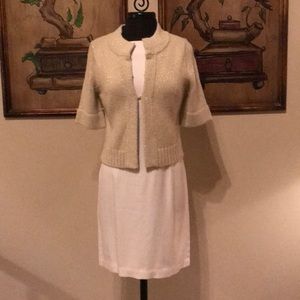 Tommy Bahama silk dress w/ NWT gold Loft sweater